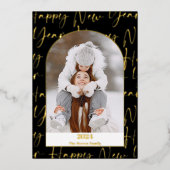 Carte De Vœux En Aluminium Bonne année 2024 écriture en gras 4 photos noir (Recto)