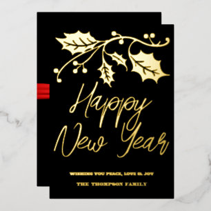 Carte De Vœux En Aluminium Bonne année 2024, ruban rouge