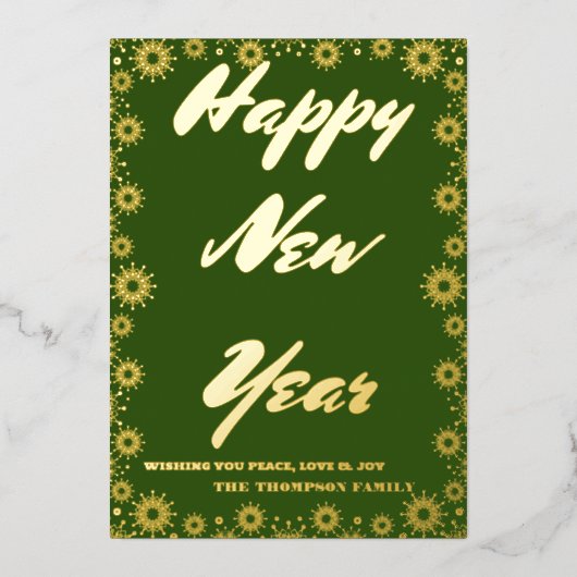 Carte De Vœux En Aluminium Bonne année 2024 Ruban vert rétro (Recto)