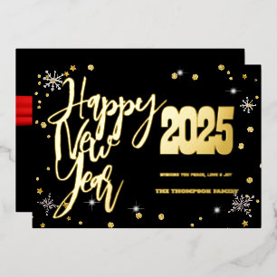 Carte De Vœux En Aluminium Bonne année 2025 Retro Red Ribbon