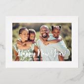 Carte De Vœux En Aluminium Bonne année Silver Pinstripe (Recto)