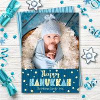Bonne Hanukkah Photo Mignon Moderne Or Véritable B