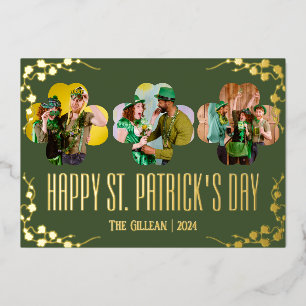 Carte De Vœux En Aluminium Bonne photo de la famille Shamrock Jour de la Sain
