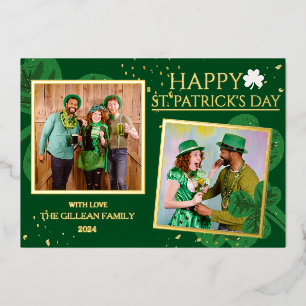 Carte De Vœux En Aluminium Bonne photo de la famille Shamrock Jour de la Sain