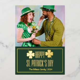 Carte De Vœux En Aluminium Bonne photo de la famille Shamrock Jour de la Sain
