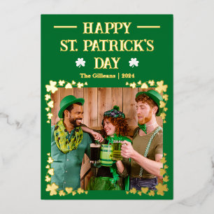 Carte De Vœux En Aluminium Bonne photo de la famille Shamrock Jour de la Sain