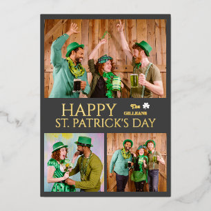 Carte De Vœux En Aluminium Bonne photo de la famille Shamrock Jour de la Sain