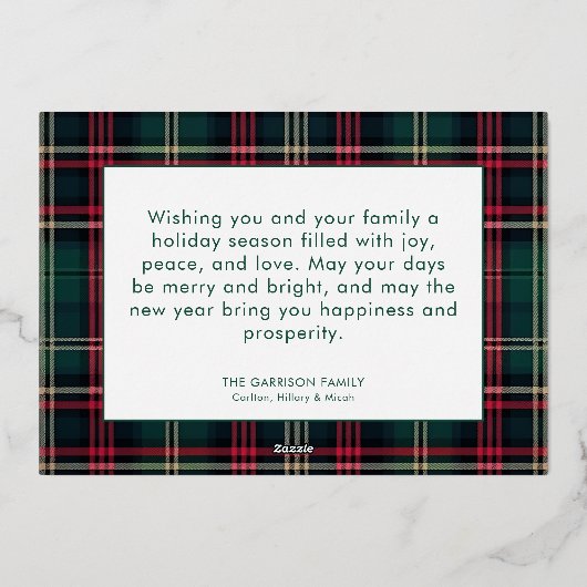 Carte De Vœux En Aluminium Bonnes Fêtes cartonnées rouges et vertes (Verso)