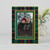 Carte De Vœux En Aluminium Bonnes Fêtes classiques Red Green Plaid Photo (Debout devant)