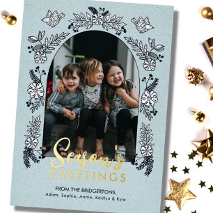 Carte De Vœux En Aluminium Bonnes Fêtes Fleurs Photo Arch