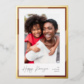 Carte De Vœux En Aluminium Bordure dorée | Photo verticale Kwanzaa (Recto)