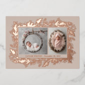 Carte De Vœux En Aluminium Botanical Frame Winter Foliage New Baby Birth (Recto)