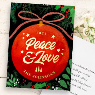 Carte De Vœux En Aluminium Botanique moderne rouge boule de Noël