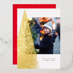 Carte De Vœux En Aluminium Bouche moderne arbre de Noël unique une photo