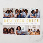 Carte De Vœux En Aluminium Bouches lumineuses | Collage photo du Nouvel An (Recto)