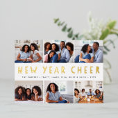 Carte De Vœux En Aluminium Bouches lumineuses | Collage photo du Nouvel An (Debout devant)