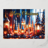 Carte De Vœux En Aluminium Bougies de Noël magiques (Recto)