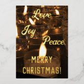 Carte De Vœux En Aluminium Bougies élégantes Véritable huile d'or Joyeux Noël (Recto)