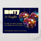 Carte De Vœux En Aluminium Boule à facettes Joyeuse et Lumineuse  (Recto)