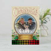 Carte De Vœux En Aluminium Boule à neige personnalisée avec photo Noël vérita (Debout devant)