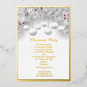Carte De Vœux En Aluminium Boules de Noël en véritable feuille d'aluminium ne
