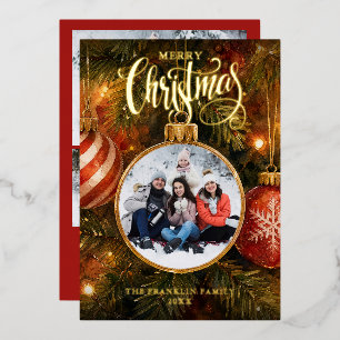 Carte De Vœux En Aluminium Boules de sapin de Noël 4 Collage de photos