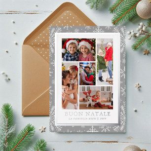 Carte De Vœux En Aluminium Bouon Natale Photo Collage Silver Winter Snowflake