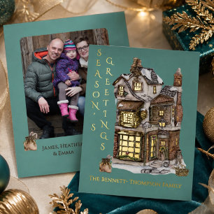 Carte De Vœux En Aluminium Boutique de bonbons de Noël vintage Photo de famil