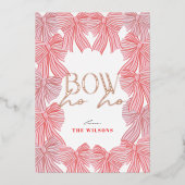 Carte De Vœux En Aluminium Bow Ho Ho Rouge et Rose Bows Noël (Recto)
