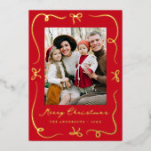 Carte De Vœux En Aluminium Bows Whimsical Red 2 Photo (Recto)