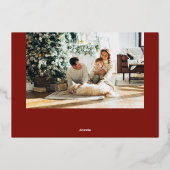 Carte De Vœux En Aluminium Bracelet Noël le plus joyeux Script Photo Rouge (Verso)