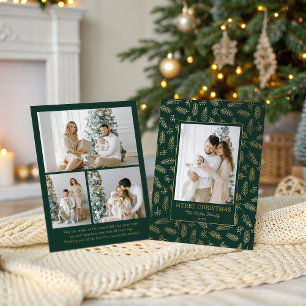 Carte De Vœux En Aluminium Branches de pin élégantes pour les fêtes de Noël