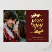 Carte De Vœux En Aluminium Branches Simple Peace & Joy Photo (Recto)