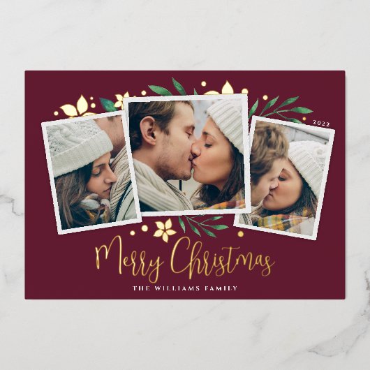 Carte De Vœux En Aluminium Bright Boughs | Three Photo (Recto)