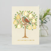 Carte De Vœux En Aluminium Broderie Perdrix de Noël dans un arbre à poires (Debout devant)