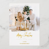 Carte De Vœux En Aluminium Brosse Noël effet doré photo personnalisée (Recto)