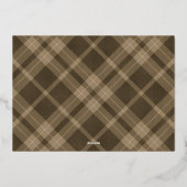 Carte De Vœux En Aluminium Brown Plaid Monogram Photo Christmas (Verso)