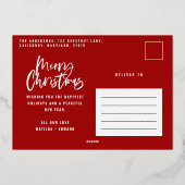 Carte De Vœux En Aluminium Budget moderne minime photo rouge script Noël (Verso)