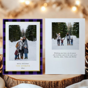 Carte De Vœux En Aluminium Buffle violet moderne plaqué Noël Deux photos