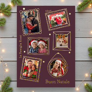Carte De Vœux En Aluminium Buon Natale Doodle Frame Multi Photo