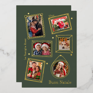 Carte De Vœux En Aluminium Buon Natale Doodle Frame Multi Photo