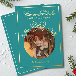 Carte De Vœux En Aluminium Buon Natale e Felice Anno Nuovo Coquette Bow Photo