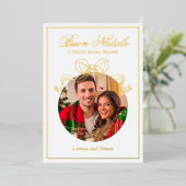 Carte De Vœux En Aluminium Buon Natale e Felice Anno Nuovo Coquette Bow Photo (Debout devant)