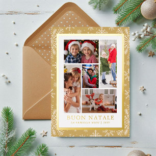 Carte De Vœux En Aluminium Buon Natale personnalisé 5 Photo feuille d'or