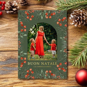 Carte De Vœux En Aluminium Buon Natale Photo Collage Aquarelle Floral