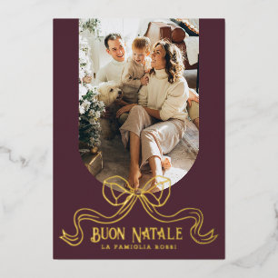 Carte De Vœux En Aluminium Buon Natale Simple Moderne Coquette Bow Photo
