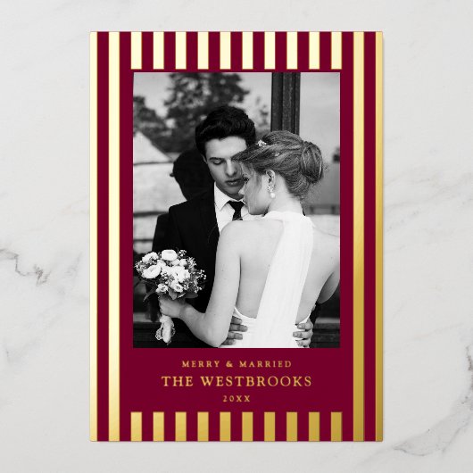 Carte De Vœux En Aluminium Burgundy Stripes (Recto)