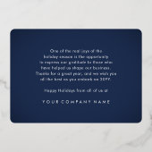 Carte De Vœux En Aluminium Business Logo Christmas Ornament Navy Blue Joy (Verso)