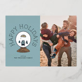 Carte De Vœux En Aluminium cacahuètes | Charlie Brown Snow Globe (Recto)