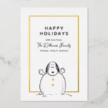Carte De Vœux En Aluminium cacahuètes | Snoopy Jouer Snowman Photo de famille<br><div class="desc">Envoyez cette amusante carte de vacances de Noël aux cacahuètes. Personnalisez avec votre photo.</div>